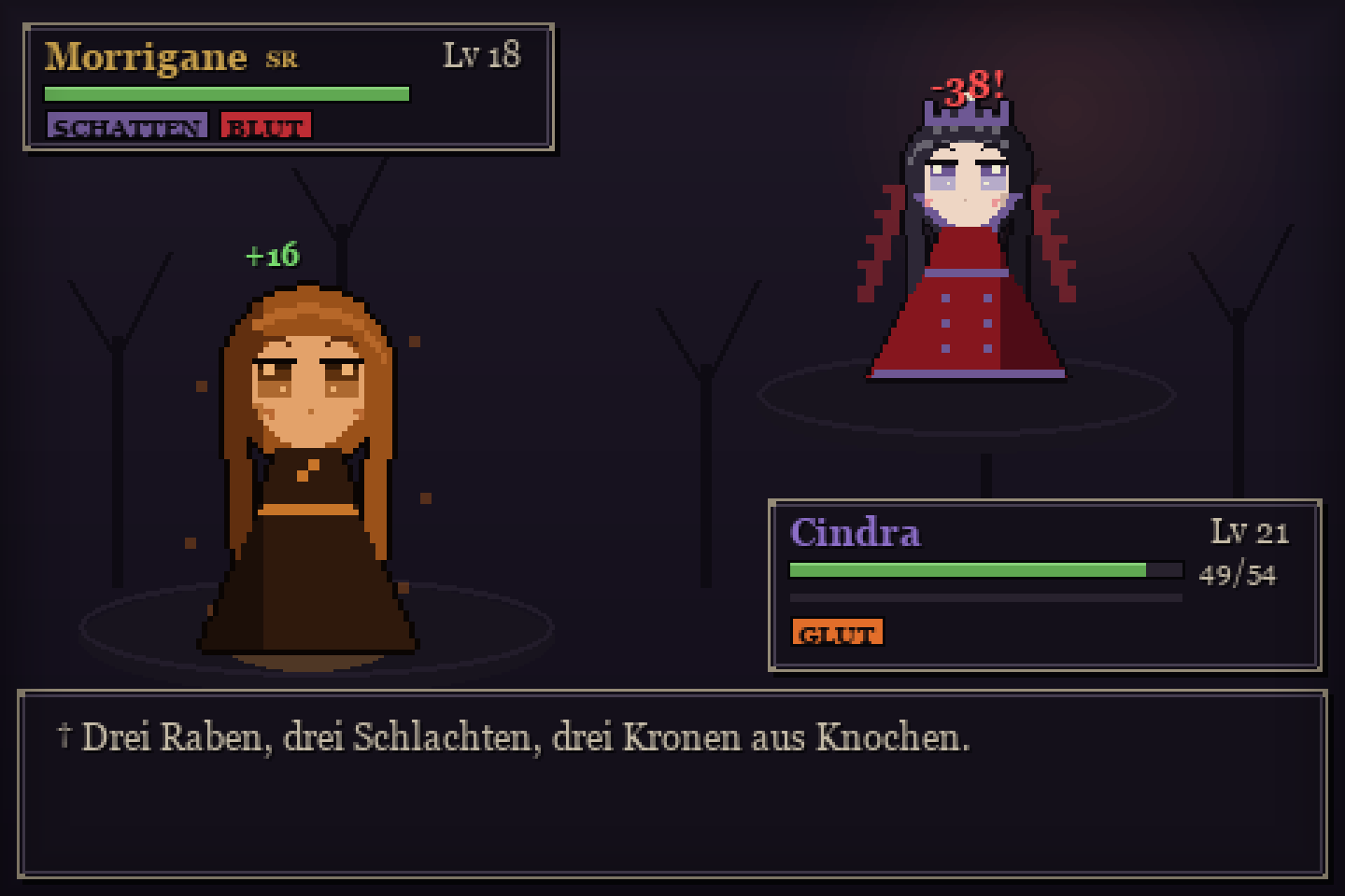 Battle: your revenant faces a Phantom Queen in the Cathedral of Cinders